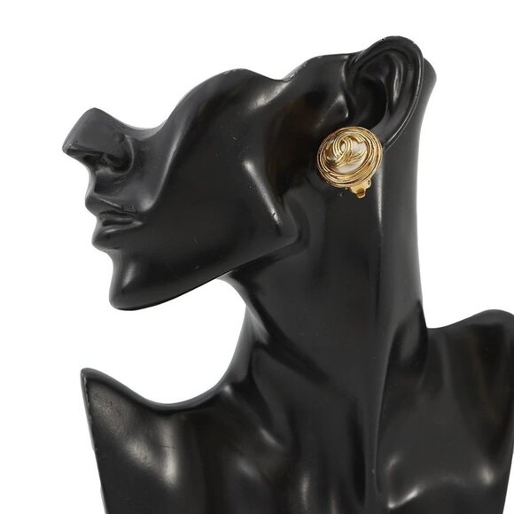 CHANEL CC Logo Faux Pearl Earring Gold Plated/Faux Pearl - Picture 1 of 8